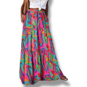 Vibrant Multicolor Tiered Maxi Skirt